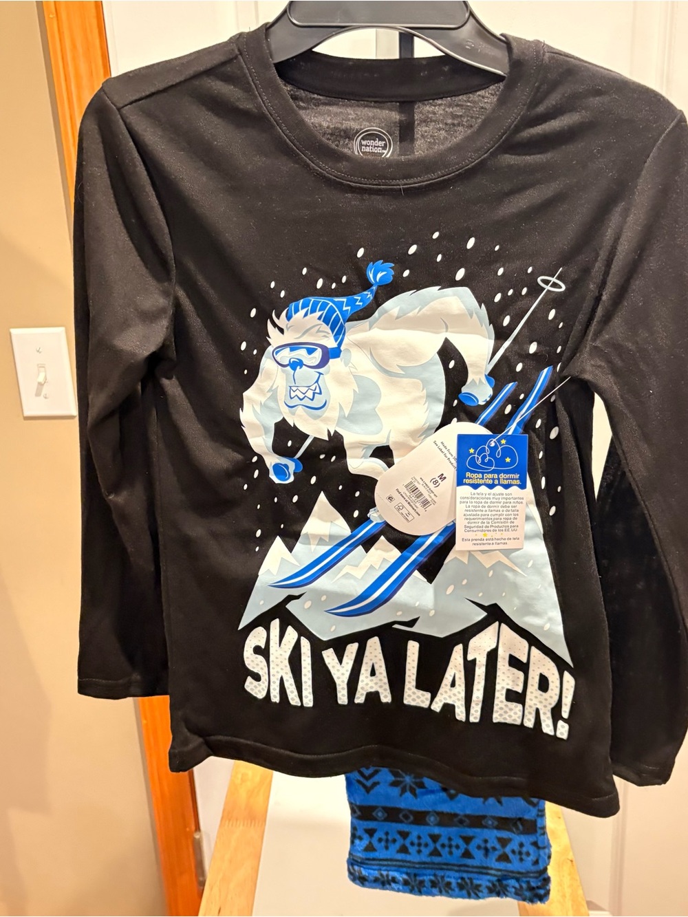 NWT Wonder Nation Youth M (8) Yeti Ski Ya Later Pajama Set Fleece.